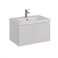 Тумба Lemark VEON MINI 70см под раковину, подвесная,1 ящик, цвет корпуса, фасада: Белый глянец