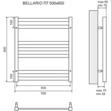 Полотенцесушитель электрический LEMARK BELLARIO П7 500x600 LM68607E